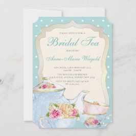 Convites Chá Nupcial Floral Luxo Bolinhas