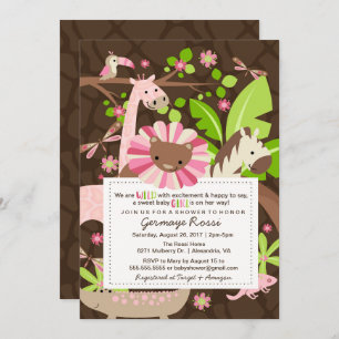 Convites Chá ou borrifa rosa Safari