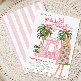 Convites Chá ou Chá de Bebê de Cabana Preppy de Palm Beach