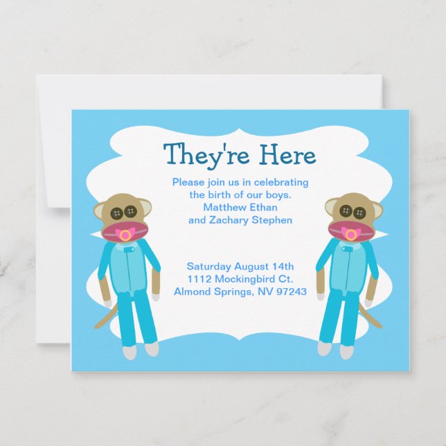 Convites Chá ou lançamento do Boy Twins (Frente)