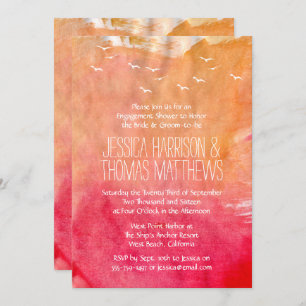 Convites Chá Ou Parte De Noivado De Praia Sunset Por Aquare