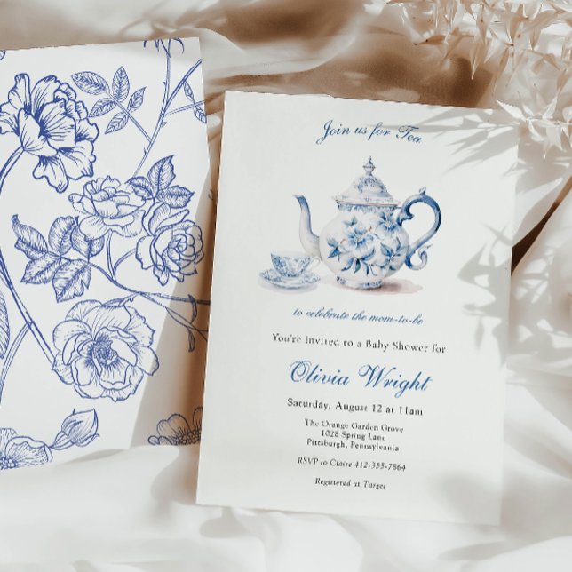 Convites Chá para a mamãe ser Chá de fraldas Tea Party (Criador carregado)