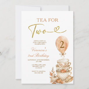 Convites Chá para Dois 2º Aniversário Abóbora Floral de Out