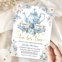 Chá para Dois Chá Baby Shower Menino Dourado Azul 