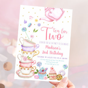 Convites Chá para dois festas cor-de-rosa no chá