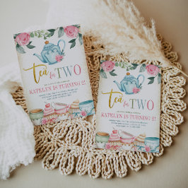 Convites Chá para Dois segundos aniversários Florais