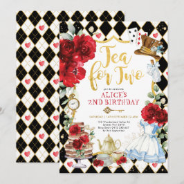 Convites Chá para Duas Alice no País das Maravilhas