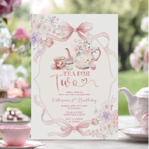 Convites Chá Para Duas Menina Floral Rosa Coquete 2º Aniver