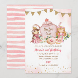 Convites Chá para Duas Princesas Festa de aniversário Real 