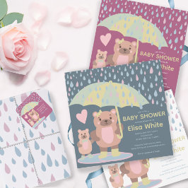 Convites Chá Personalizado Do Raindrogue Pudles Mama & Bear