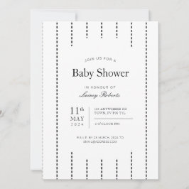 Convites Chá Pinstripe vertical preto-e-branco