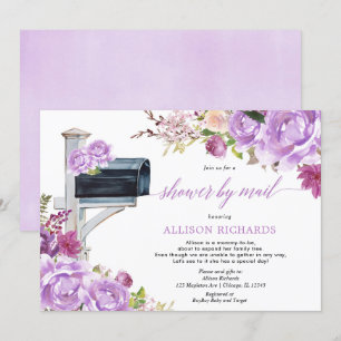 Convites Chá por chá de fraldas de meninas florais roxas 