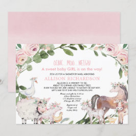 Convites Chá por correio Fazenda Barnyard animais bebê