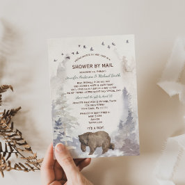 Convites Chá por Mail WatercolorForest Woodland Bear Baby