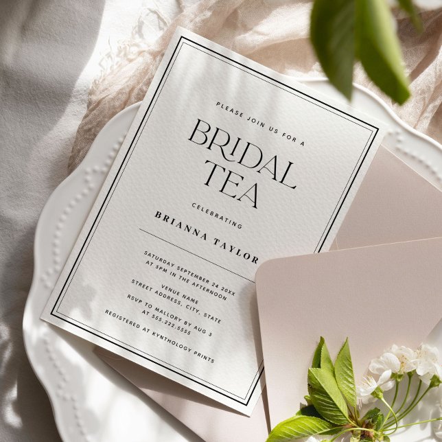 Convites Chá Preto e Branco Moderno (Criador carregado)