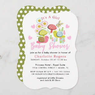 Convites Chá Primavera de Garden Baby Girl Whimsy Fairy-tal