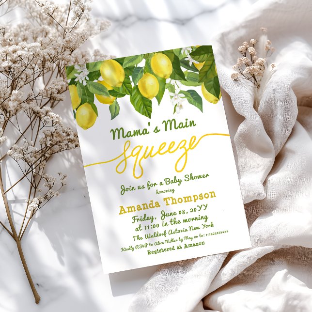 Convites Chá principal do Chá de fraldas de limão espreme d (Criador carregado)