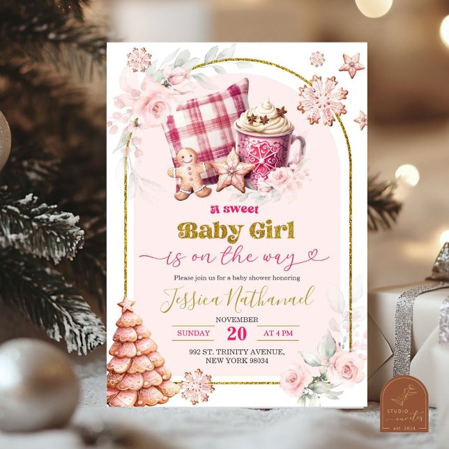 Convites Chá quente rosa menina baby shower (Criador carregado)