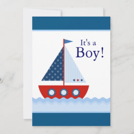 Convites Chá Red White e Blue Sailboat Baby Boy