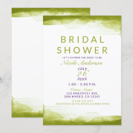 Convites Chá Revelação Chic em Aquarela Verde Chartreuse