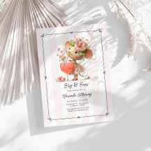Chá Revelação Cottagecore Floral Mouse Baby Shower