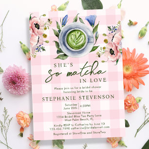 Convites Chá Revelação Floral Rosa Tema Matcha Perfeito