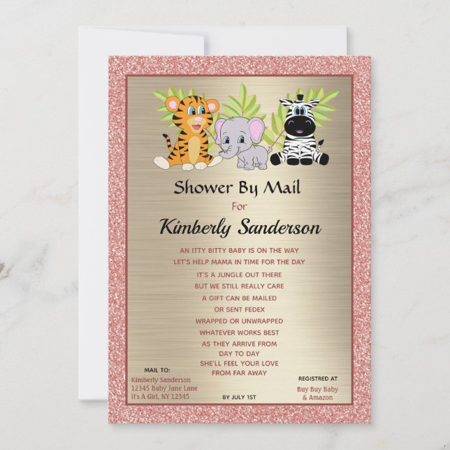 Convites Chá rosa de longa distância por Mail Baby Girl (Frente)