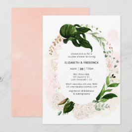 Convites Chá rosa Dourado Blush Geométrico Casais Greeneres