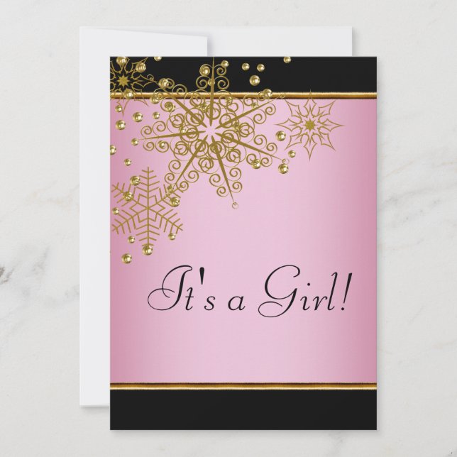 Convites Chá Rosa Flocos de Neve (Frente)