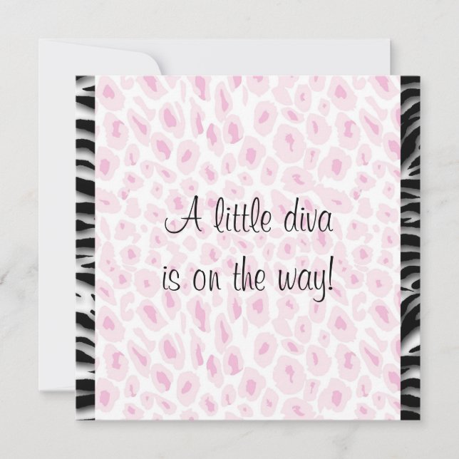 Convites Chá Rosa Leopardo Zebra Bebê (Frente)