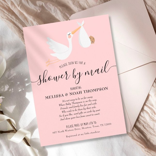 Convites Chá Rosa Por Sprinkle De Longa Distância De Correi (Criador carregado)