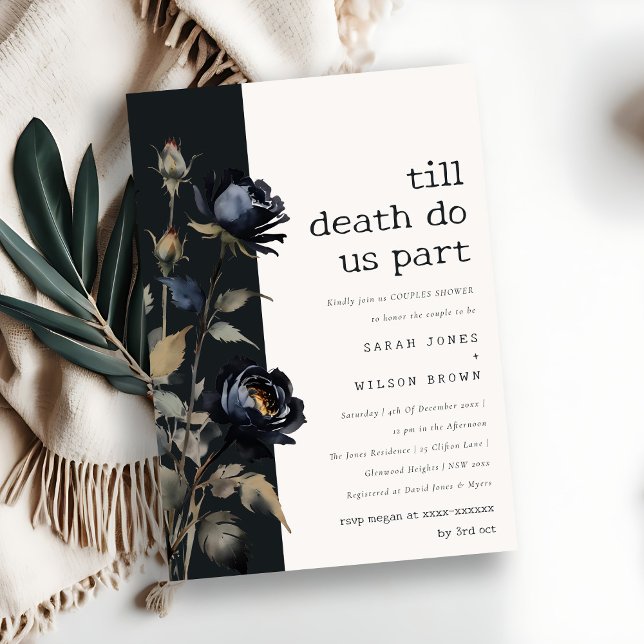 Convites Chá Rosa Preto com Cor d'água Escura Gótica (Criador carregado)