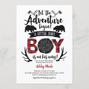 Convites Chá Russo Lumberjack Buffalo Xadrez Baby Boy