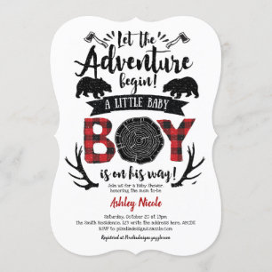 Convites Chá Russo Lumberjack Buffalo Xadrez Baby Boy