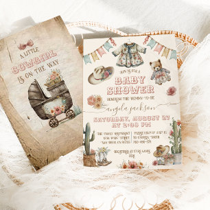 Convites Chá Rustic Boho Wild West Baby Girl