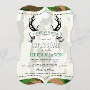 Convites Chá Rustic Camo Casal "The Hunt's Over"