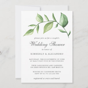 Convites Chá Rustic Elegant Watercolor Greenery Casais