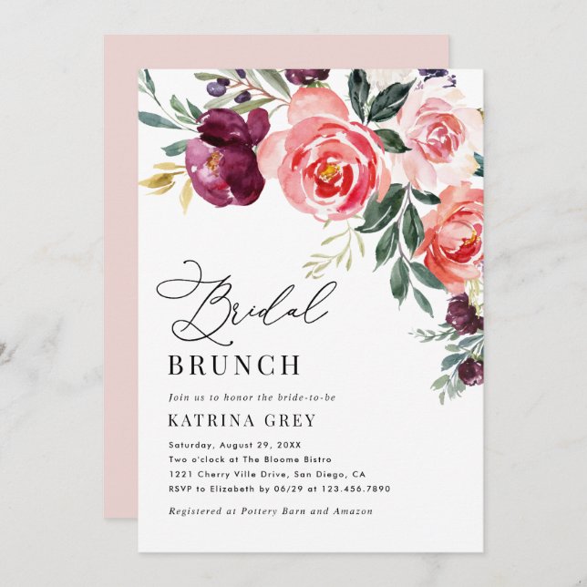 Convites Chá Rustic Floral Bridal Brunch (Frente/Verso)