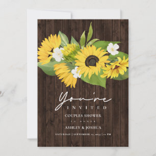 Convites Chá Rustic Sunflower Buquê Casamento de Casais