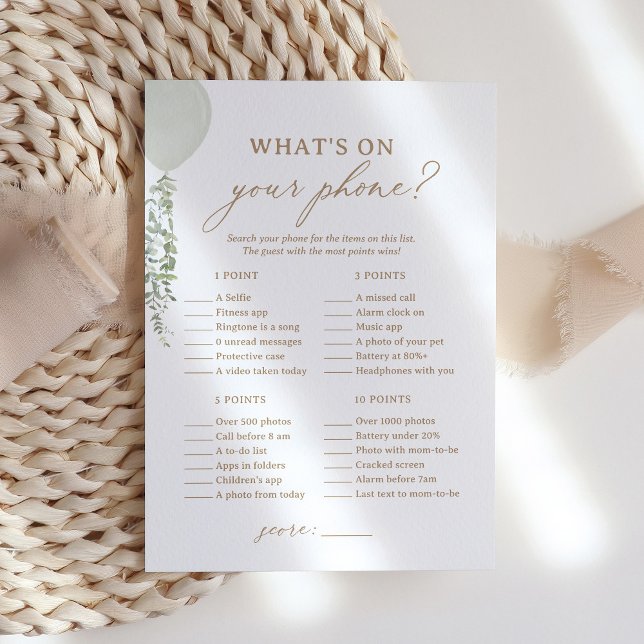 Convites Chá Sage Balloon O que há no seu jogo telefônico (Criador carregado)