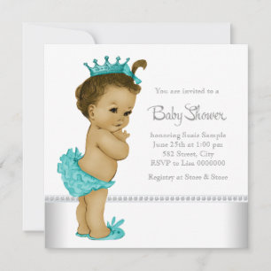 Convites Chá Teal Blue African Baby Girl