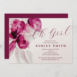 Convites Chá Único Burgundy Floral de Bebê Floral