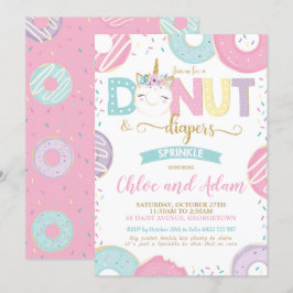 Convites Chá Unicorn Rosquinha e Fralda Baby Sprinkle