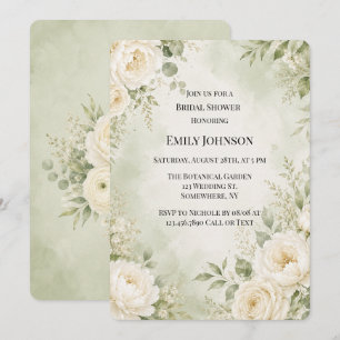 Convites Chá Verde Marfim Bridal Shower Floral