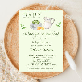 Convites Chá Verde Matcha Moderno Baby Shower - Amamos Você