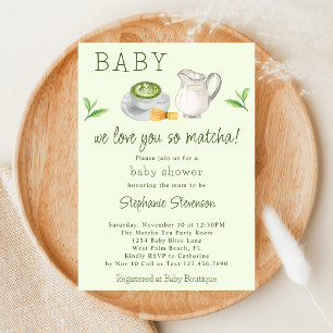 Convites Chá Verde Matcha Moderno Baby Shower - Amamos Você