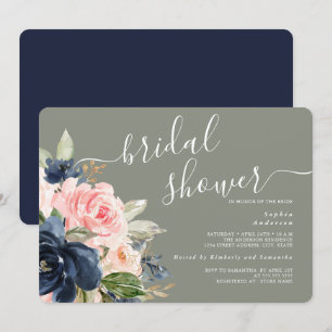 Convites Chá Verde Naval Floral Chá de Noiva
