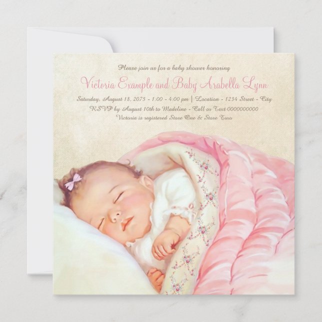 Convites Chá Vintage Baby Girl (Frente)