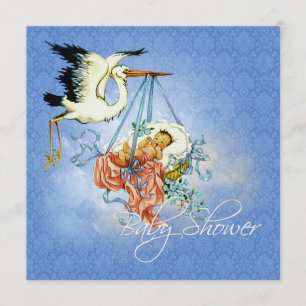 Convites Chá Vintage Stork Baby Boy