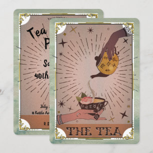 Convites Chá Vintage & Tarot Festa de Aniversário da Bule B